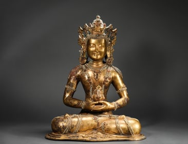 Bronze gilt Guanyin statue of Tang Dynasty