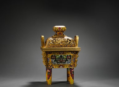Qing Dynasty copper cloisonne aroma