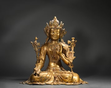 Bronze gilt Guanyin statue of Tang Dynasty