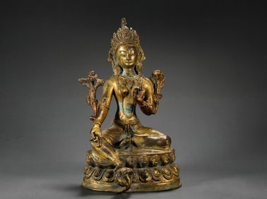 Bronze gilt Guanyin statue of Ming Dynasty