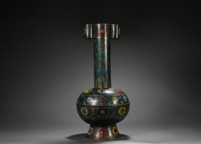 Qing Dynasty copper cloisonne vase
