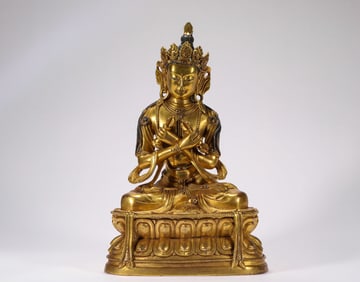 Bronze gilt Guanyin statue of Ming Dynasty