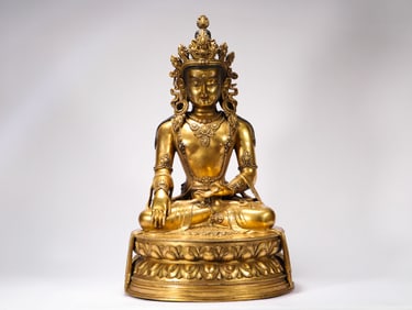 Bronze gilt Guanyin statue of Ming Dynasty