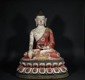Qing Dynasty mineral pigment copper Buddha statue