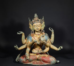 Qing Dynasty mineral pigment copper Buddha statue