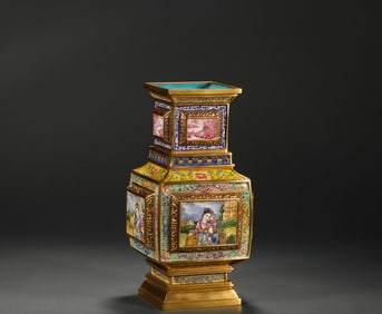 Qing Dynasty copper enamel vase