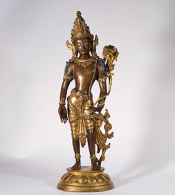 Bronze gilt Guanyin statue of Ming Dynasty
