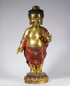 Q ing Dynasty Copper Enamel Sakyamuni Buddha Statue