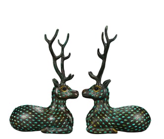Copper Inlaid Gold Turquoise Lucky Deer