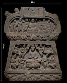 Before Ming Dynasty Gray Schist Buddhist Story