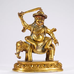 Qing Dynasty Bronze Gilt Protector Statue
