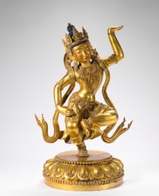 Ming Dynasty Bronze Gilt Offer Buddha Statue