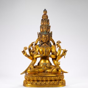 Qing Dynasty Bronze Gilt Buddha Statue