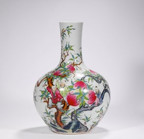 Qing Dynasty Qianlong Famille Rose Celestial Sphere Bottle