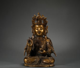 Qing Dynasty Bronze Gilt Buddha Statue
