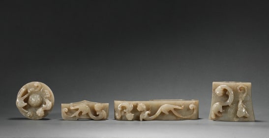 Han Dynasty Hetian Jade Sword Ornaments A Set