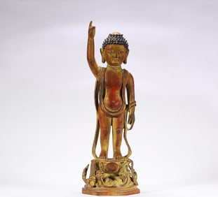 Qing Dynasty Copper Birth of Buddha Statue