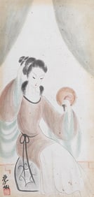 Lin Fengmian Lady Painting Vertical Axis