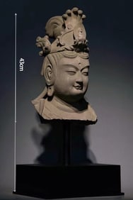 Before Ming Dynasty Bodhisattva Half Body Stone Statue