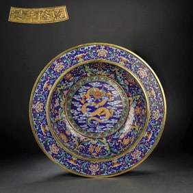 Cloisonne Dragon Pattern Plate , Qing Dynasty of China
