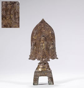 5th Century Bronze Gilt Inscription Buddha Statue