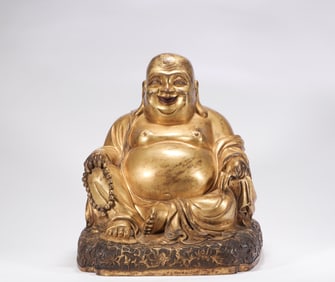 Qing Dynasty Bronze Gilt Maitreya Buddha