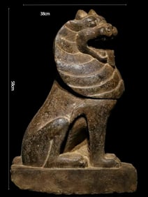 Before Ming Dynasty Cliff Protection Lion Stone Statue