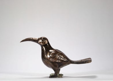 Warring States Period Copper Inlaid Gold and Silver Bird