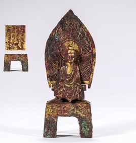 5th Century Bronze Gilt Inscription Buddha Statue