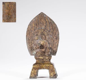 5th Century Bronze Gilt Inscription Buddha Statue