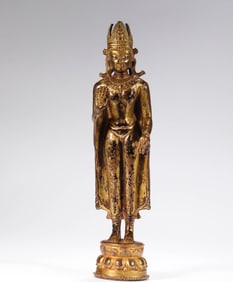 9th Century Bronze Gilt Buddha Statue