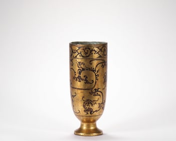 Warring States Period Dragon Pattern Copper Wine Cup