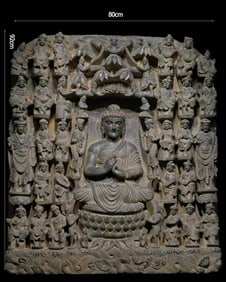B efore Ming Dynasty Gray Schist Gandhara Buddha Statue
