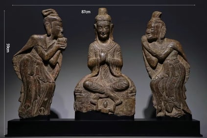 B efore Ming Dynasty Cliff Buddha Statue A Group