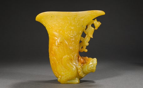Tang Dynasty Hetian Yellow Jade Horn Cup