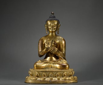 Qing Dynasty Bronze Gilt Buddha Statue