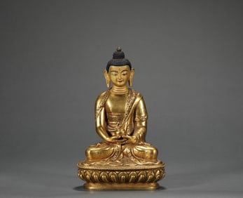 Qing Dynasty Bronze Gilt Buddha Statue