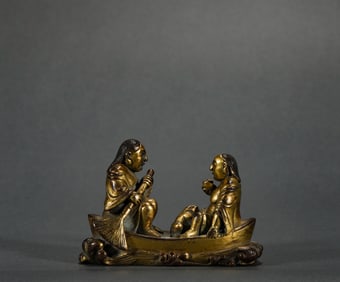 Ming Dynasty Bronze Gilt Gods of He-He