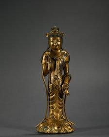 Tang Dynasty Bronze Gilt Buddha Statue