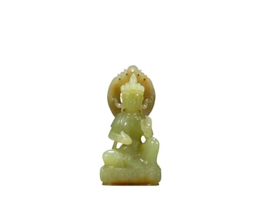 A Hetian Jade Topaz Bodhisattva, Qing Dynasty, China