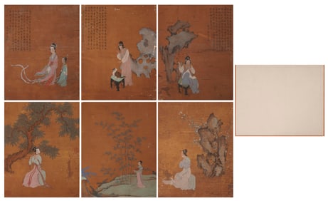 An Album of Painted Ladies,Qiu Ying's Mark, Ming Dynasty, China