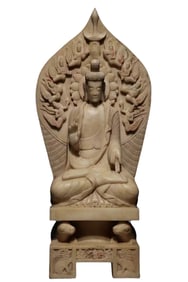 Before Ming Dynasty White Marble   Back Screen  Buddha  S tatue , China