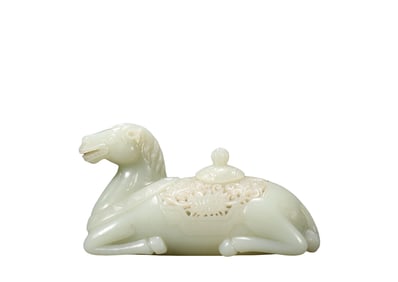 A Hetian  Jade Horse Aromatherapy , Qing Dynasty, China