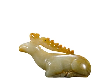 A Hetian  Jade Auspicious   B east, Tang Dynasty, China