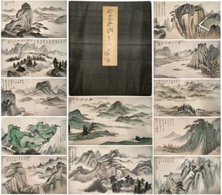 Boutique   L andscape 12  O pen  A lbum,Zhang Daqian 's Mark , China