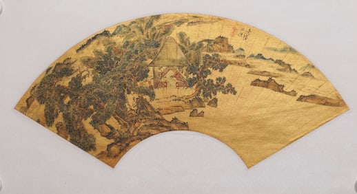 A  Painted   L andscape  F an, Chen Hongshou 's Mark , Ming Dynasty, China