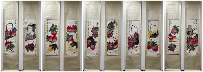 Flowers, Grasses and Insects Ten screens, Qi Baishi's Mark, China