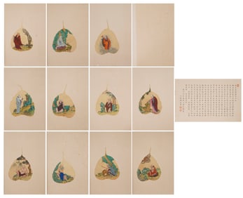 An  A lbum of  P aint ed  Arhats,Ding Guanpeng 's Mark , Qing Dynasty, China