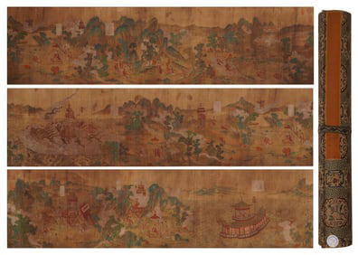 A  P aint ing   of R oyal  L andscape  and Characters Hand Scroll ,  A nonymous mark, China