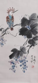 A Painting of Flowers and Birds Vertical Axis, Wang Xuetao's Mark, China